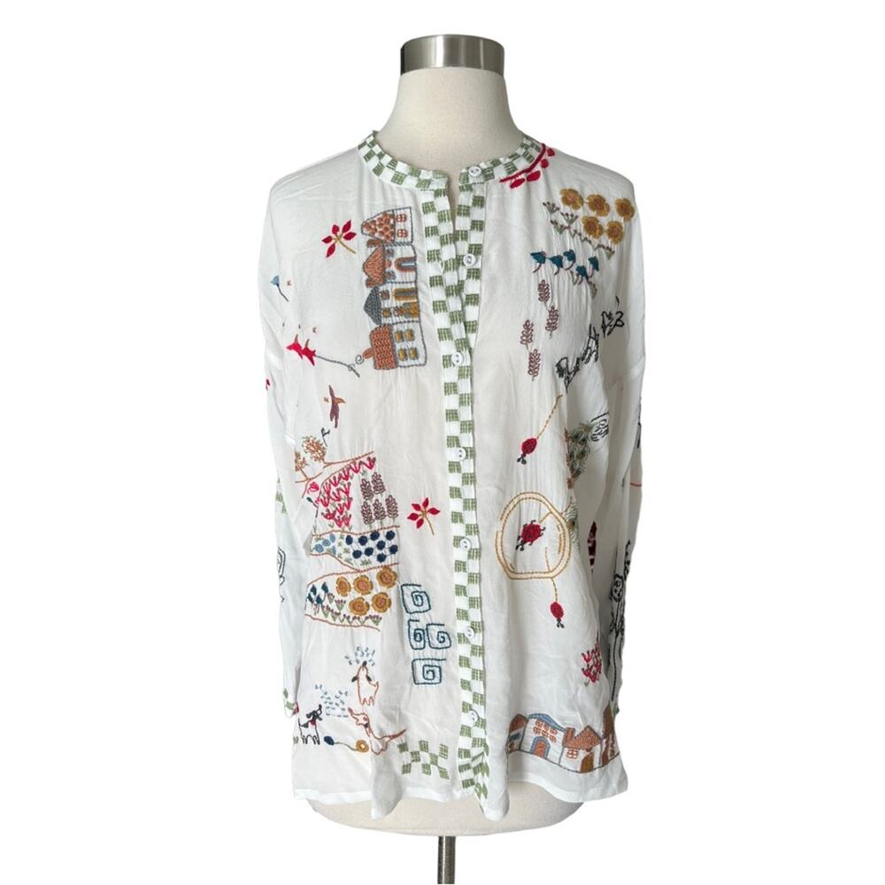 Johnny Was Biya Cartagena Embroidered Blouse Top NWT $328
